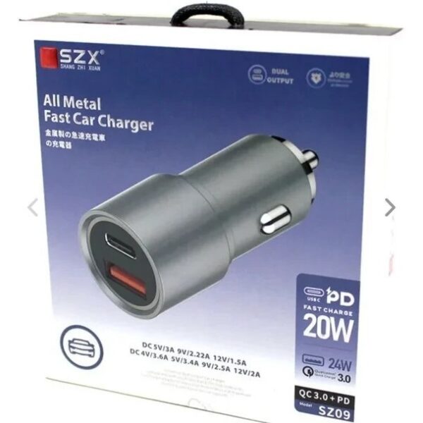 شارژر فندکی 24 وات دو پورت مدل اس زد ایکس SZX SZ09 کد k10601