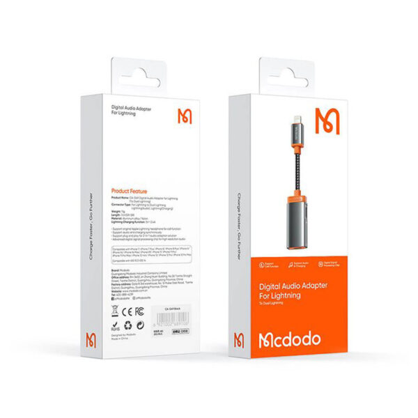 مبدل 1 به 2 لایتنینگ مک دودو مدل Digital Audio Adapter For Lightning کد k10725