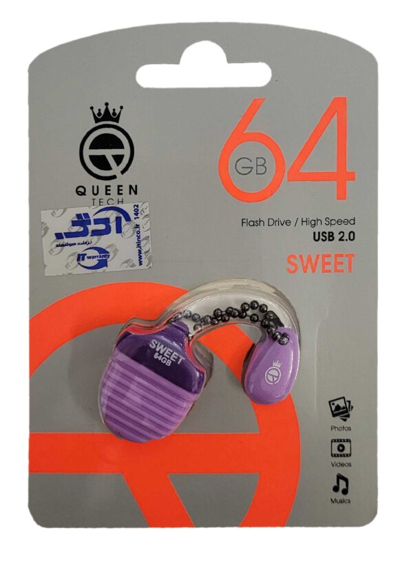 فلش مموری کوئین تک مدل Sweet USB2.0 ظرفیت 64 گیگابایت - بنفش کد k11910