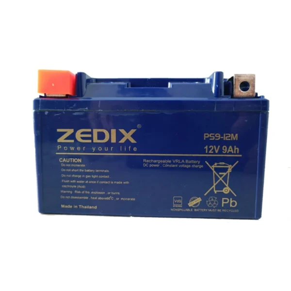 باتری موتورسیکلت زدایکس مدل 12 ولت - 9 آمپر کوتاه کد K11963