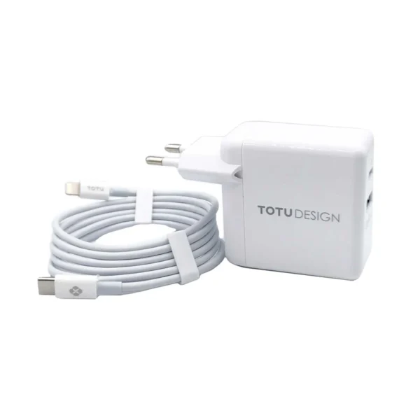 شارژر دیواری توتو مدل FTZPD01 همراه با کابل USB-C به لایتنینگ کدk17415