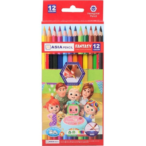 مداد رنگی 12 رنگ آسیا مدل Family کدk17482