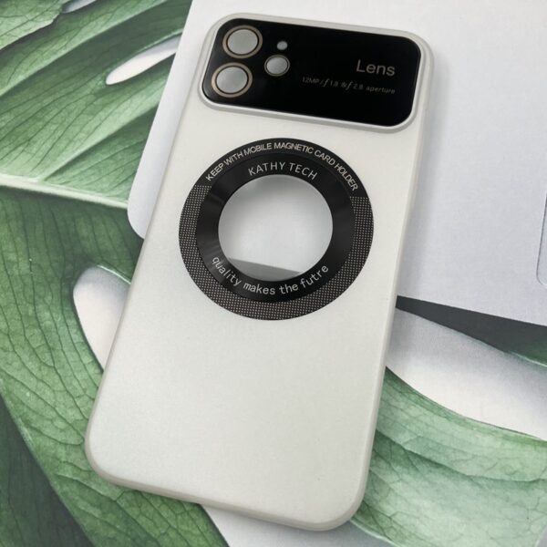 قاب گوشی iPhone 12 pro آیفون Camera Lens مگ سیف Magsafe شفاف سفید اورجینال محافظ لنز دار شیشه ای سفید کد K21247