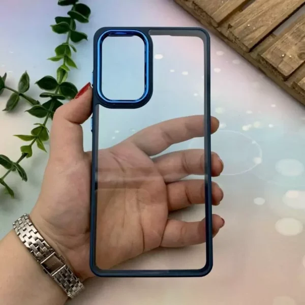 ناموجود قاب گوشی Galaxy A72 سامسونگ New Skin اورجینال متال دور سیلیکونی شفاف سرمه ای کدk21253