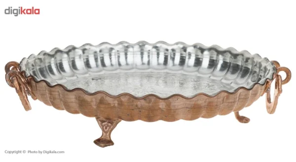 میوه خوری مسی آزین مس مدل سه پایه طرح برجسته سایز 3 کدk23233